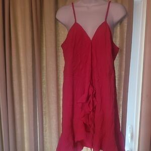 SHEIN Red Ruffled Spaghetti Strap Tunic